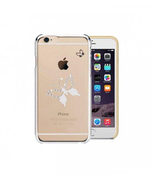 Astrum MC290 keretes pillangó mintás, Swarovski köves Apple iPhone 6/6S
hátlapvédő ezüst