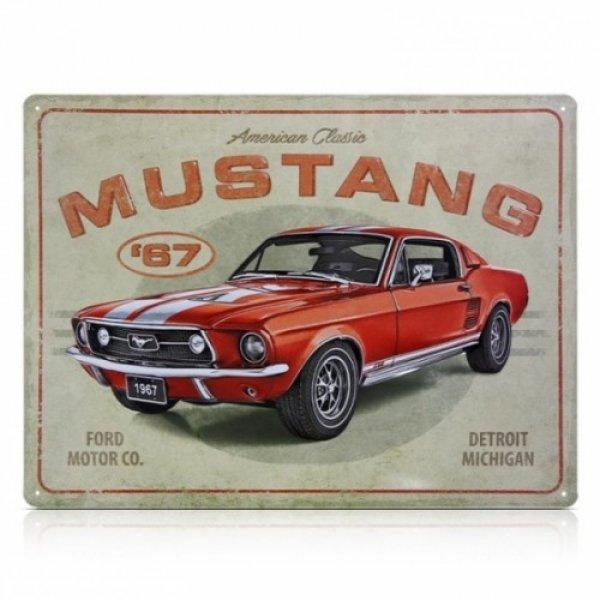Ford Mustang lemeztábla, Ford Mustang GT 1967 Red, 30 x 40 cm