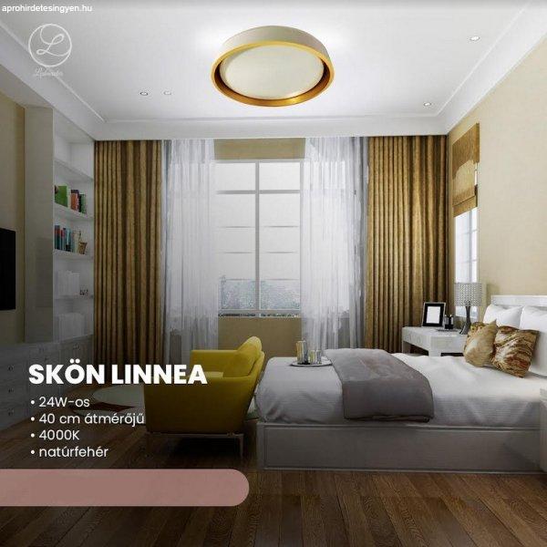 Skön Linnea 24 W-os ø400 mm kerek natúr fehér, fehér-arany színű
mennyezeti lámpa, IP20-as védettségű