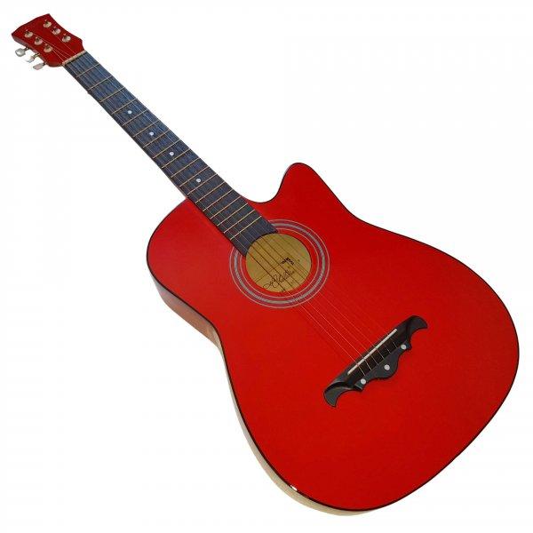 IdeallStore® klasszikus fa gitár, Red Raven, 95 cm, Cutaway modell, piros