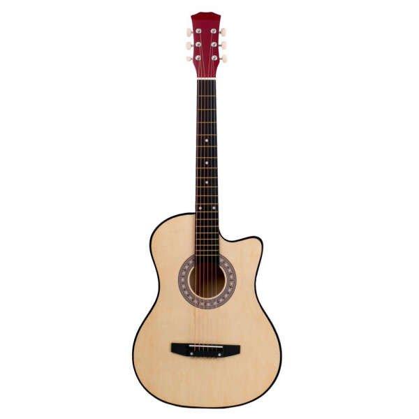 IdeallStore® klasszikus gitár, 95 cm, fa, Cutaway, natúr, állvánnyal