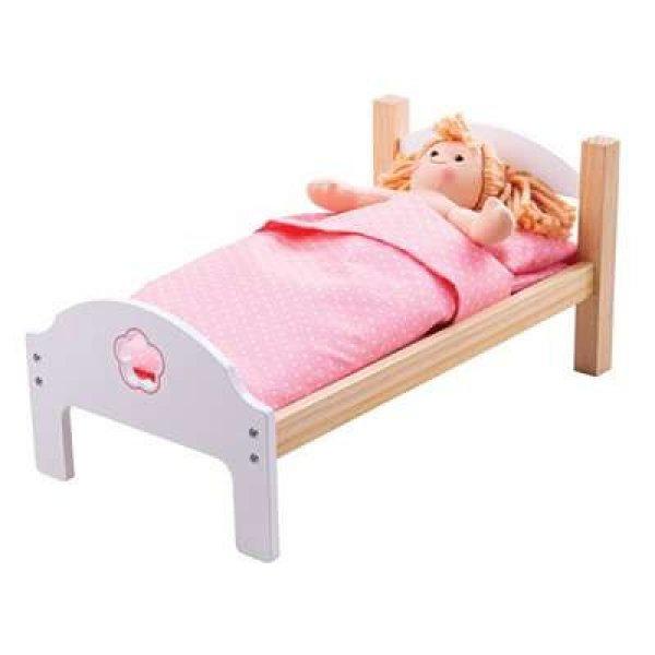 Játék babaágy ágyneművel - natúr-rózsaszín - fajáték - BJ133