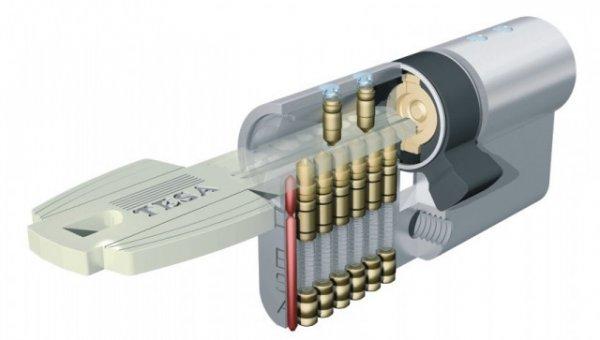 Biztonsági cilinderzárbetét m. T80 30/35 mm, sárgaréz + 5 kulcs