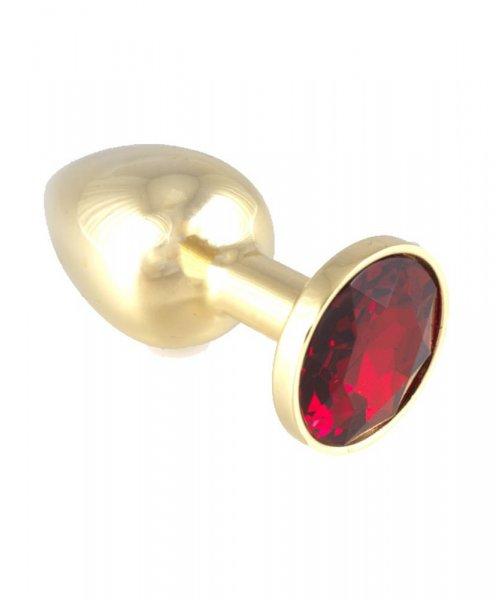 Butt Plug Metal With Crystal Red
