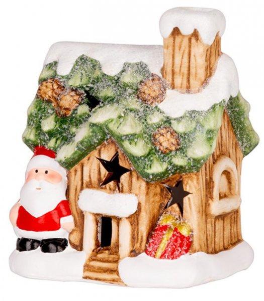 MagicHome karácsonyi dekoráció, Házikó Mikulással, LED, terrakotta,
felfüggesztő, 10 x 8, 3 x 12,2 c