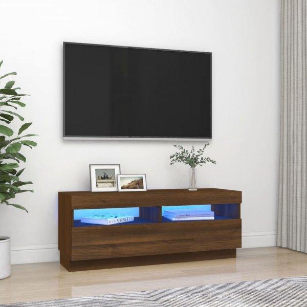 barna tölgyszínű TV-szekrény LED-világítással 100 x 35 x 40 cm