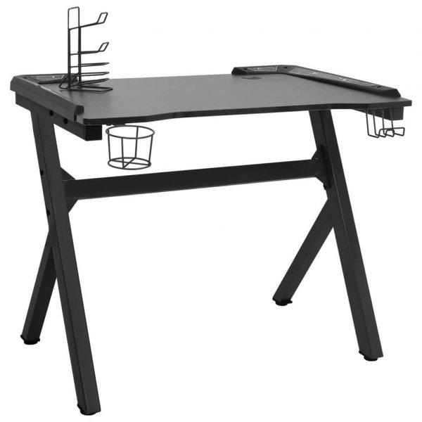Fekete y-lábú led-es gamer asztal 110 x 60 x 75 cm