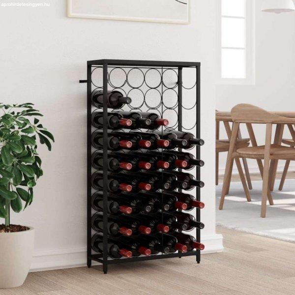 vidaXL fekete kovácsoltvas bortartó 45 palackhoz 54 x 18 x 100 cm