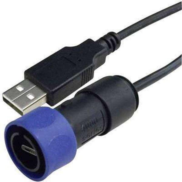 Bulgin USB 2.0 Csatlakozókábel [1x Mikro USB dugó - 1x USB 2.0 dugó, A
típus] 3.00 m Fekete, Kék