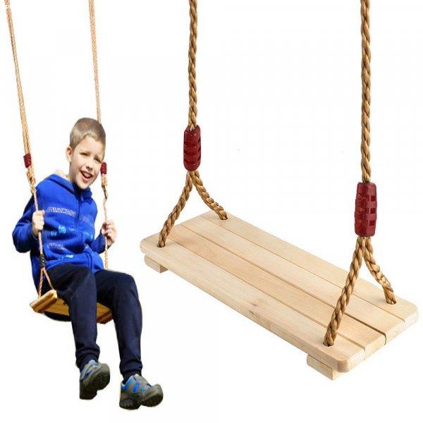 Felakasztható fa hinta gyerekeknek - erős kötéllel-, és fém gyűrűkkel -
75 kg-ig (BB-6308)