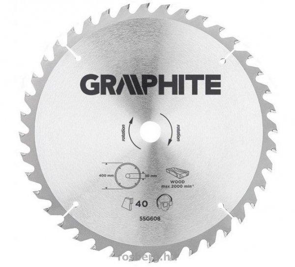 GRAPHITE körfűrészlap 400x30 2,8/2 Z40 55H608 (3 db szűkítőgyűrűvel 20,
25.4, 16-ra)