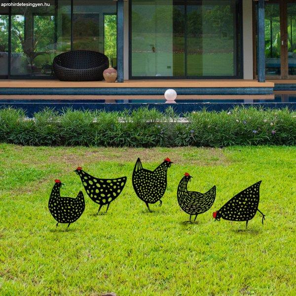 Chickens 5 darabos Kerti dekoráció Fekete