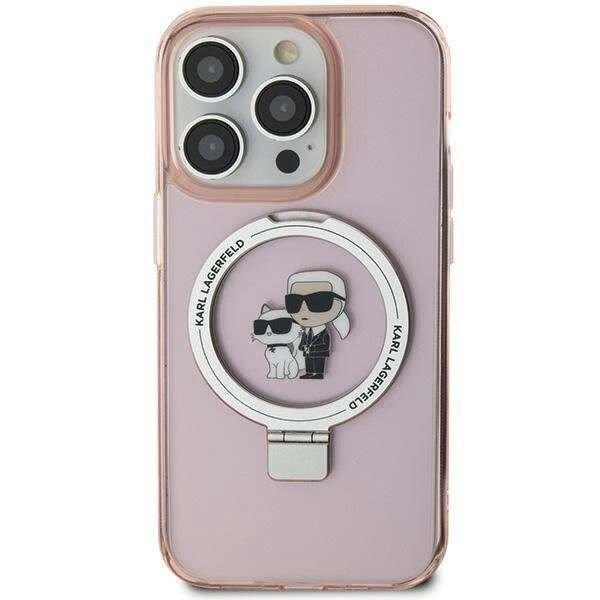 Karl Lagerfeld kitámasztós MagSafe tok iPhone 15 Plus - rózsaszín