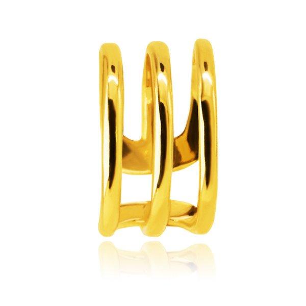 Hamis fülpiercing 585 aranyból – három fényes karikából álló gyűrű