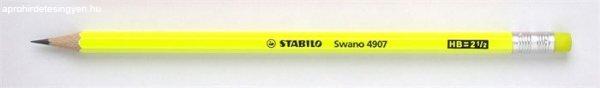 Grafitceruza radírral, HB, hatszögletű, STABILO "Swano Neon",
sárga
