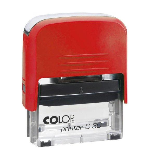 Bélyegző C30 Printer Colop átlátszó piros ház/fekete párna