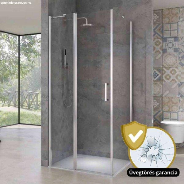 HD London 110x110 szögletes nyílóajtós zuhanykabin 6 mm vastag
vízlepergető biztonsági üveggel, krómozott elemekkel, 195 cm magas