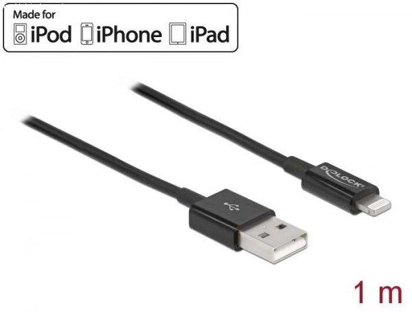 Delock USB adat- és töltőkábel iPhone , iPad  és iPod  készülékhez
fekete 1 m