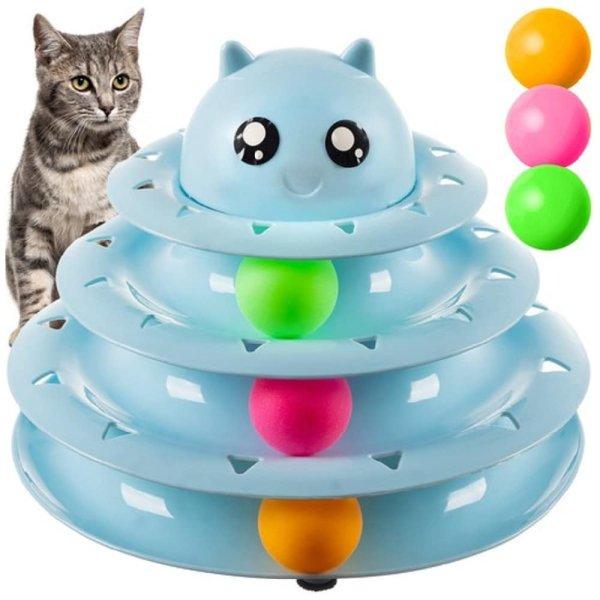 3 szintes torony alakú macskajéték színes labdákkal -
hosszú időre leköti és lefárasztja a cicákat
(BB-21837)