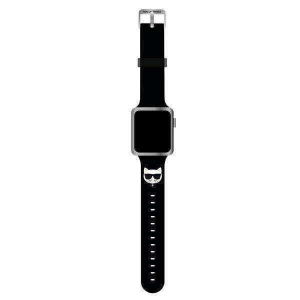 Karl Lagerfeld óraszíj KLAWLSLCK Apple Watch 42/44/45/49mm fekete szíj
szilikon Choupette fejek