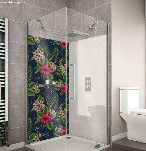Wallplex fürdőszobai dekorpanel Fekete Hibiszkusz 90 cm x 200 cm