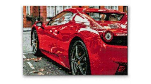 Gyémánt kirakó keretre feszítve - Piros Ferrari