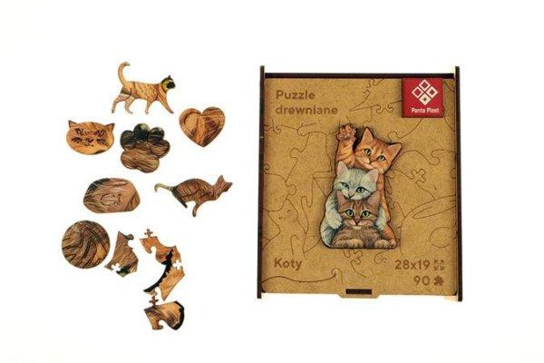 Puzzle, fa, A4, 90 darabos, PANTA PLAST "Cat's Family"