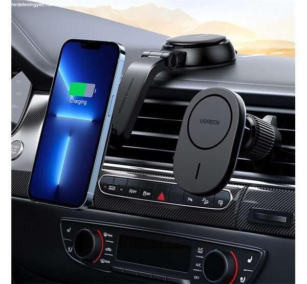 UGREEN autós tartó (szellőzőre, 15W, wireless, 360°, MagSafe) FEKETE
