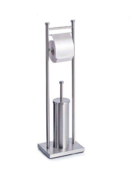 Zeller WC-papírtartó és kefe, rozsdamentes acél, 22x18x76 cm, ezüst