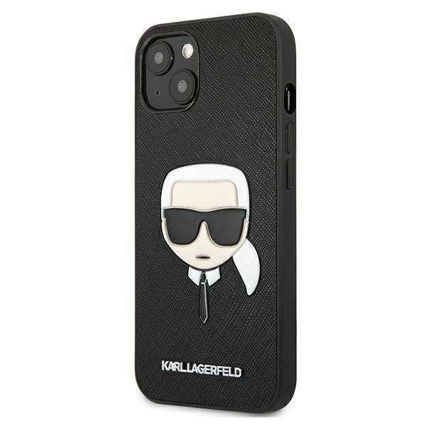 Apple iPhone 13 mini Karl Lagerfeld Saffiano Ikonik Karl's Head tok -
KLHCP13SSAKHBK, Fekete