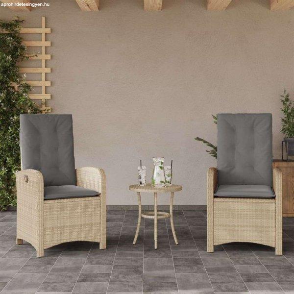 vidaXL 2 db vegyes bézs dönthető polyrattan kerti szék párnával
