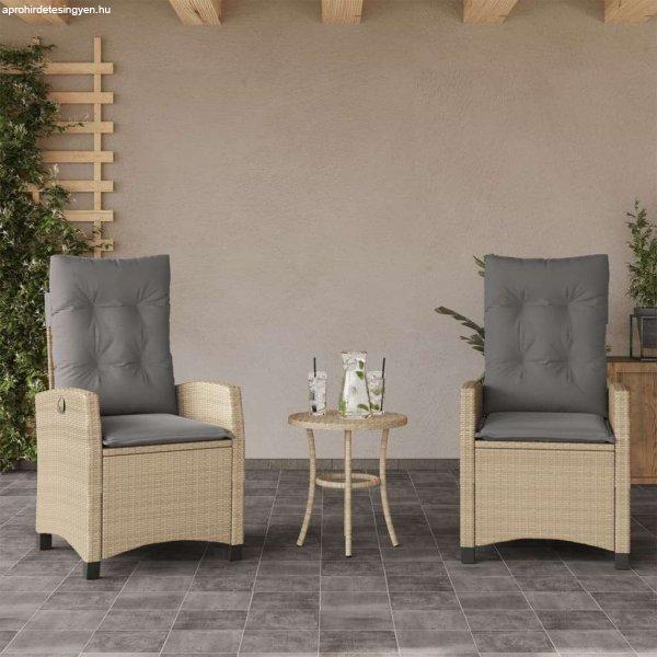 vidaXL 2 db vegyes bézs dönthető polyrattan kerti szék párnával