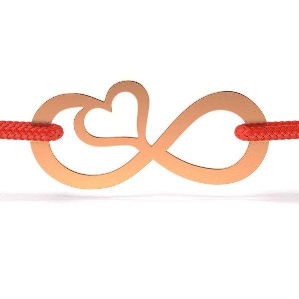Rózsaszín arany Infinity modell karkötő szívvel