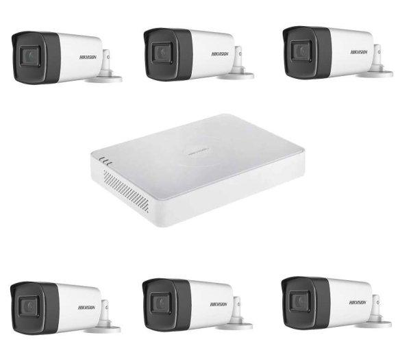 Professzionális kültéri videomegfigyelő készlet 6 kamera Hikvision Turbo HD
5MP IR40 M, 8 csatornás Hikvision DVR, élő internet