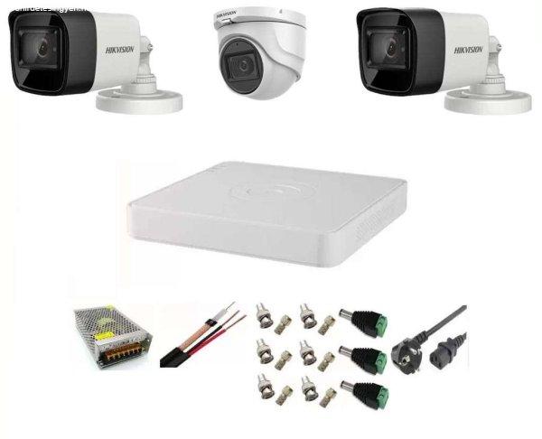 Hikvision videomegfigyelő rendszer: 3 db 5 MP-es kamera, 2 kültéri Turbo HD
IR 80 M, 1 beltéri IR 20 m teljes tartozékokkal