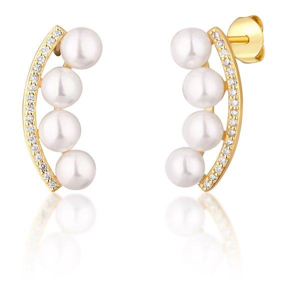 JwL Luxury Pearls Aranyozott fülbevaló folyami gyöngyökkel
és cirkónium kövekkel JL0745