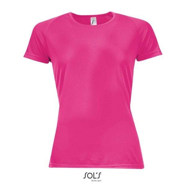 Női raglános rövid ujjú sport póló, SOL'S SO01159, Neon Pink 2-L