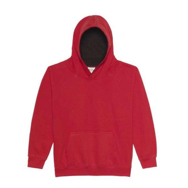 Just Hoods Gyerek kapucnis pulóver kontrasztos színű kapucni béléssel
AWJH003J, Fire Red/Jet Black-12/13