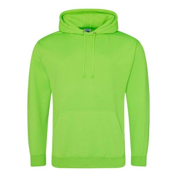 Just Hoods élénk színű unisex kapucnis pulóver AWJH004, Electric Green-XL
