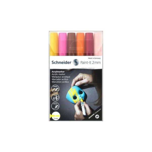 Dekormarker 2mm Schneider akril,Paint-It 310, 6 különböző szín