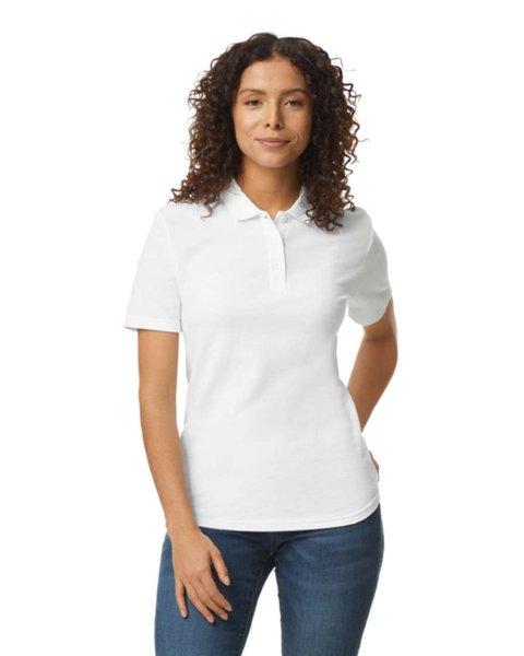 Galléros rövid ujjú karcsusított női póló, Gildan GIL64800-B3, White-XL
