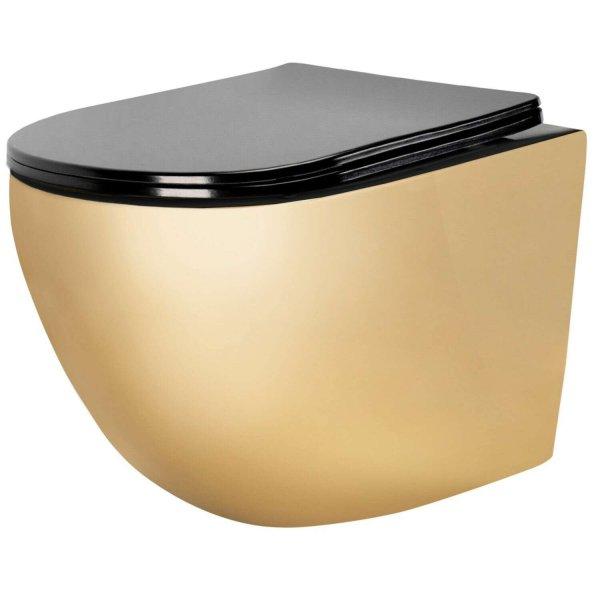 Függesztett WC Carlo Mini Flat Gold/Black