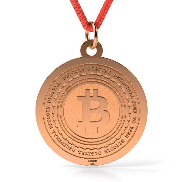 Rózsaarany medál Bitcoin mintás zsinórral