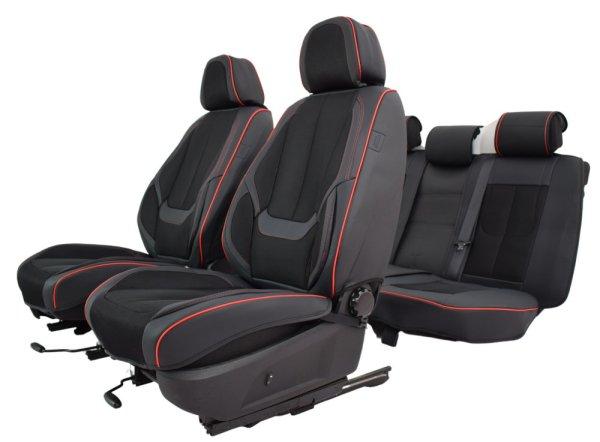 Audi 100 Victoria Méretezett Üléshuzat Bőr/Szövet -Piros/Fekete- Komplett
Garnitúra