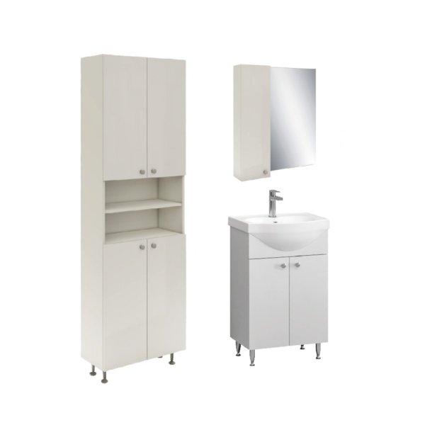Lucia Doppio magas szekrény, Ikeany alsószekrény mosdóval és tükrös
szekrénnyel fürdőszobai szett