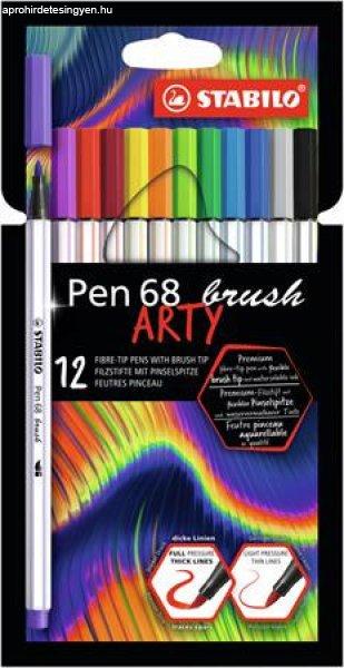 Ecsetirón készlet, STABILO "Pen 68 brush ARTY", 12 különböző
szín
