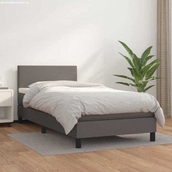 Szürke műbőr rugós ágy matraccal 90 x 200 cm