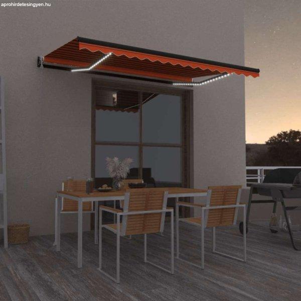 vidaXL narancssárga-barna szélérzékelős és LED-es napellenző 400x350cm
