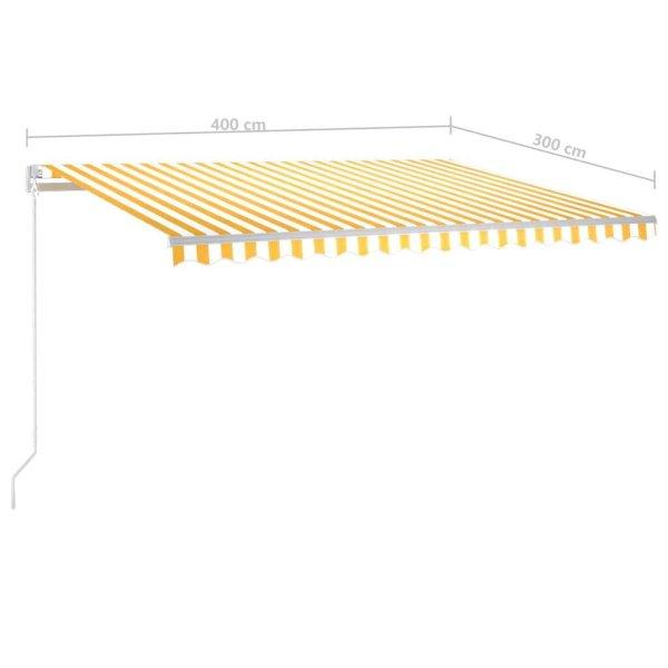 vidaXL sárga-fehér szélérzékelős és LED-es napellenző 4x3 m