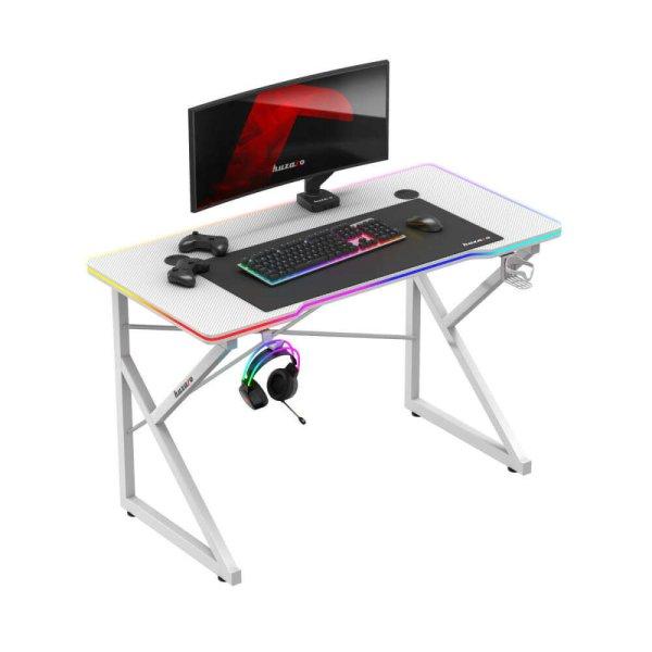 Gamer asztal  minőségi íróasztal RGB 1.7 Feher